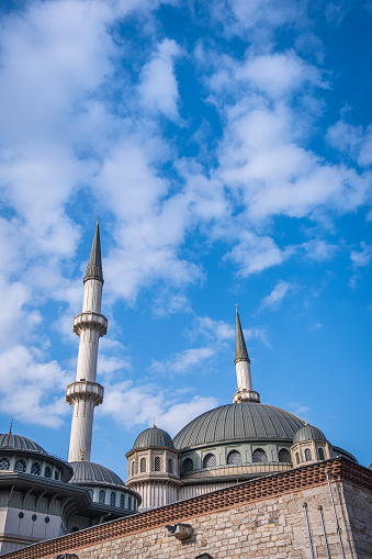 Taksim Mosque and minarets. Taksim square. Istanbul Turkey.