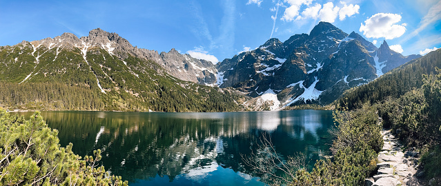 Tatra Mountains, Malopolskie Province. Rock and Mountains, national park photography. Morskie Oko, Sea Eye. Polish landscape in Zakopane, Lesser Poland Voivodeship, Poland.