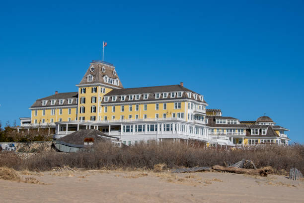 Ocean House in Watch Hill on a Blue Sky Day Ocean House in Watch Hill on a Blue Sky Day westerly rhode island stock pictures, royalty-free photos & images