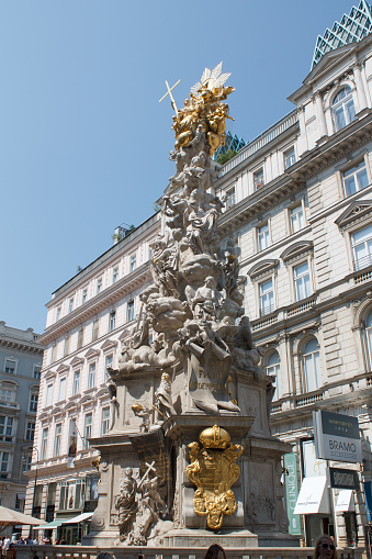 Vienna, Austria, - June, 20, 2013: The Plague Column monument in downtown Vienna, Austria