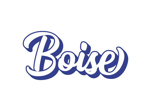 Handwritten word Boise. Name of State capital of Idaho . 3D vintage, retro lettering for poster, sticker, flyer, header, card, clothing