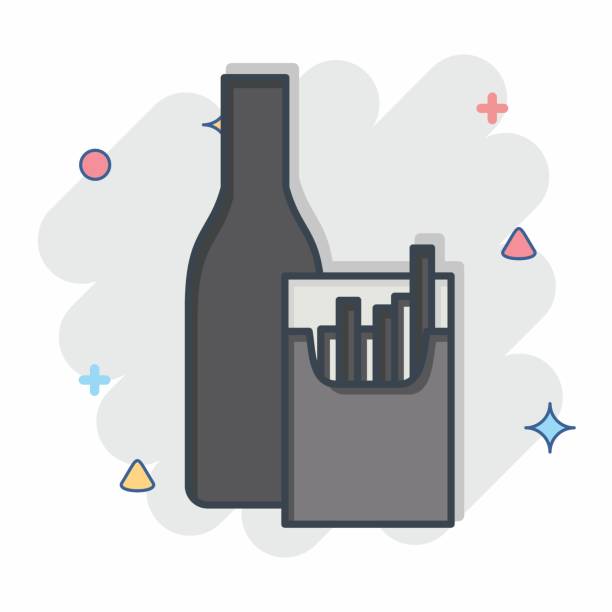 istock Icon Smoking Alcohol. related to Hepatologist symbol. comic style. simple design editable. simple illustration 1953724729