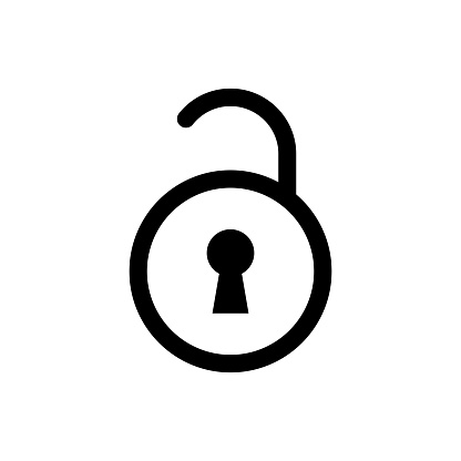 Vector illustration of a minimalistic padlock icon design. Cut out design element on a transparent background on the vector file.