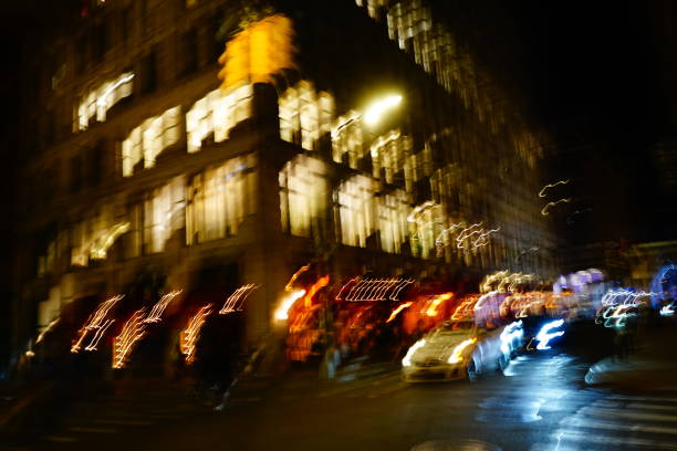 bway street lights with traffic and log exposure