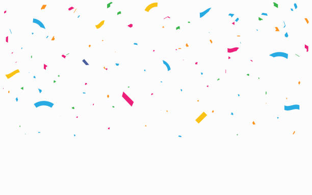 istock Celebration background with colorful confetti festive party decorations vector illustration. Glittering confetti on a transparent background. Holiday, birthday. 1953909724
