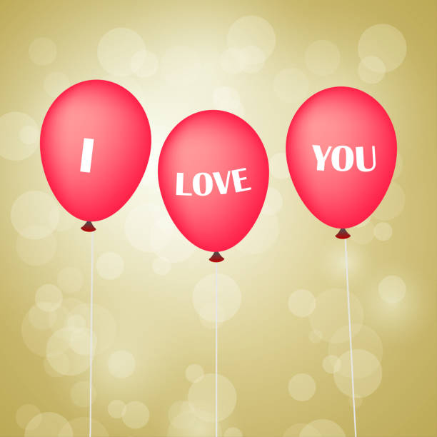 istock Red balloons i love you floating in the air. Valentines day 1953957077