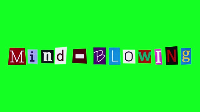Mind-blowing title in funny cartoon style animation with crumpling and unwrapping letters
