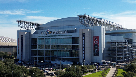 NRG Stadium in Houston, Texas preparing to host the NFL Wild Card game between the Houston Texans and Cleveland Browns.