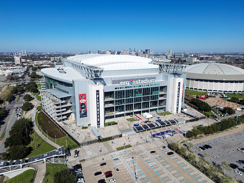 NRG Stadium in Houston, Texas preparing to host the NFL Wild Card game between the Houston Texans and Cleveland Browns.