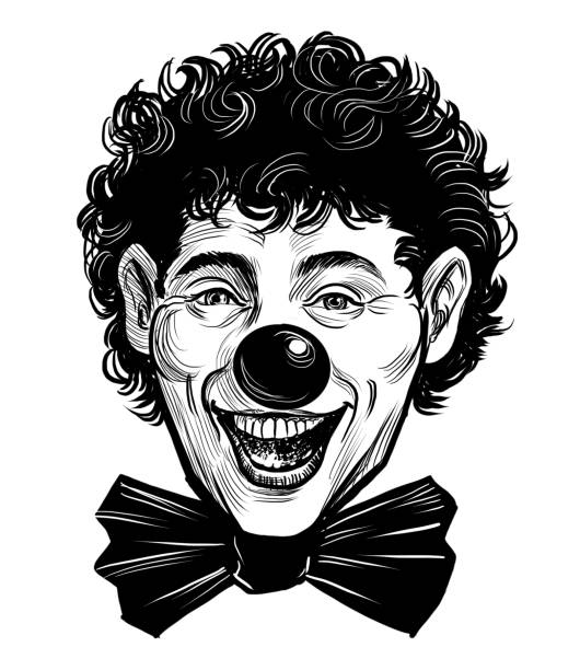 lächelnder clownskopf - clown evil horror spooky stock-grafiken, -clipart, -cartoons und -symbole