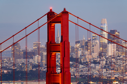 Looking towards the Golden Gate Bridge in San Francisco from the Marin Headlands.