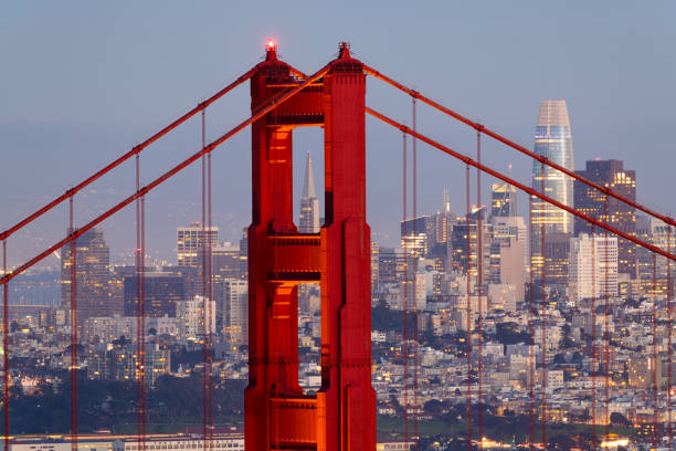 Golden Gate Bridge Looking towards the Golden Gate Bridge in San Francisco from the Marin Headlands. west marin stock pictures, royalty-free photos & images
