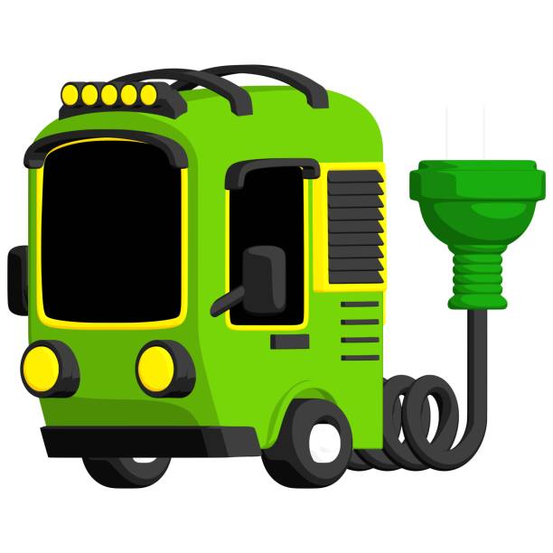 istock Green truck with power plug illustration. Vector illustration with sustainability theme. Editable vector element. 1954063407