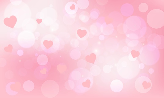 Blurred Bokeh Style with Hearts for Valentine's Day Background