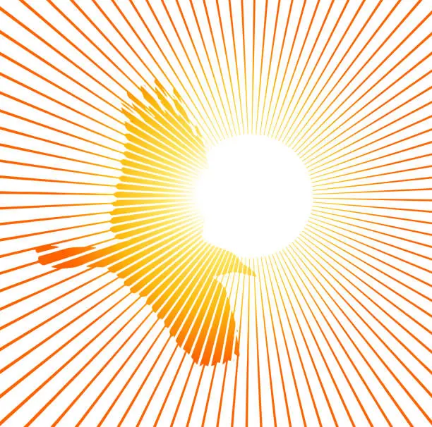 Vector illustration of Crow flying into sunset