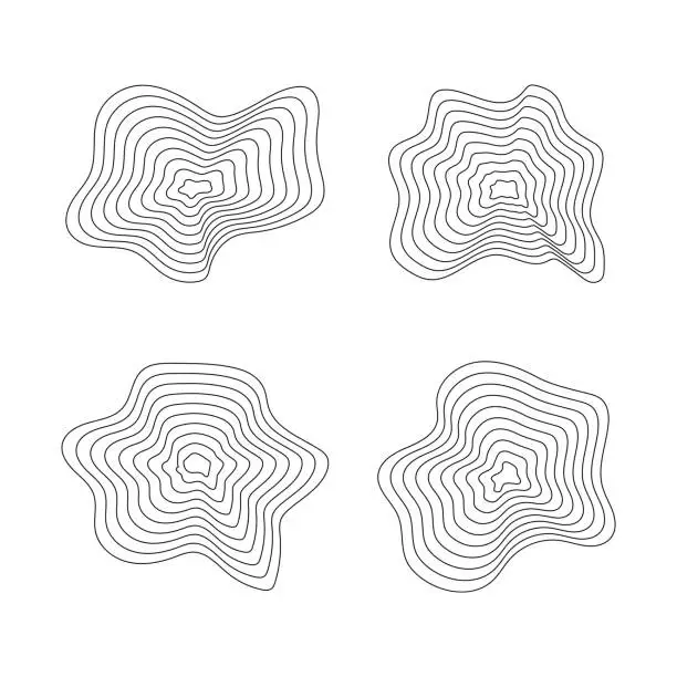 Vector illustration of Abstract wavy geometric shapes isolated vector illustration.