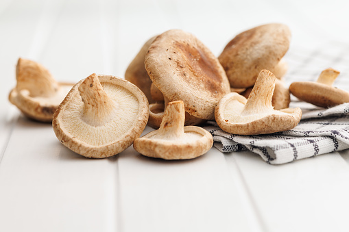 Fresh Chestnut Mushrooms on White background