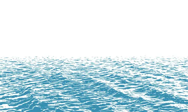 Vector illustration of Ocean waves with horizon