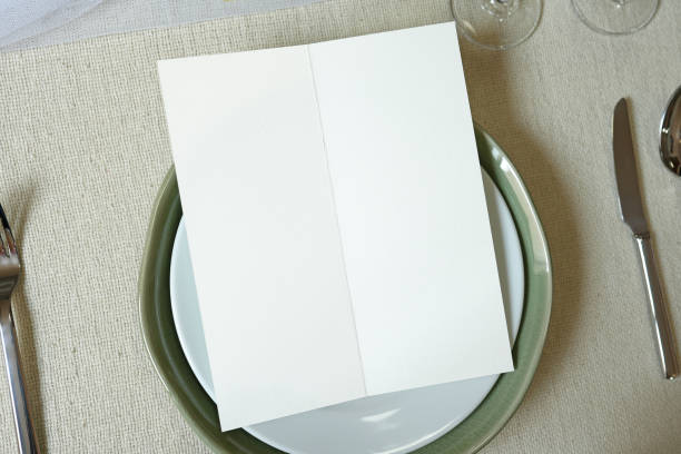 mockup white blank space card, for menu, flyer, invitation. - clipping path wedding invitation invitation message stock-fotos und bilder