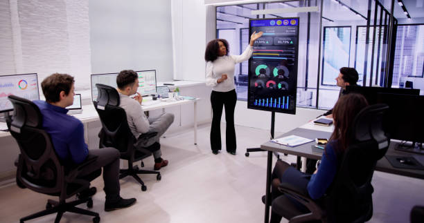 istock Diverse Team Meeting With TV Screen 1954208667