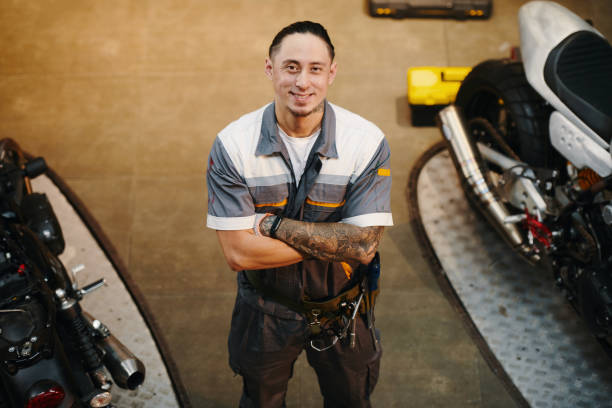 istock Happy Tattooed Motorcycle Mechanic 1954221481