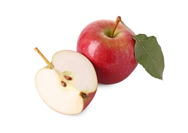 istock Whole and cut red apples isolated on white 1954238542