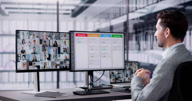 istock Online Remote Video Conference Webinar Scrum Meeting 1954240156