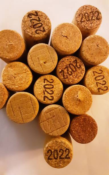 istock A number of winecorks standing on white surface. Six corks with 2022 printed. 1954246970