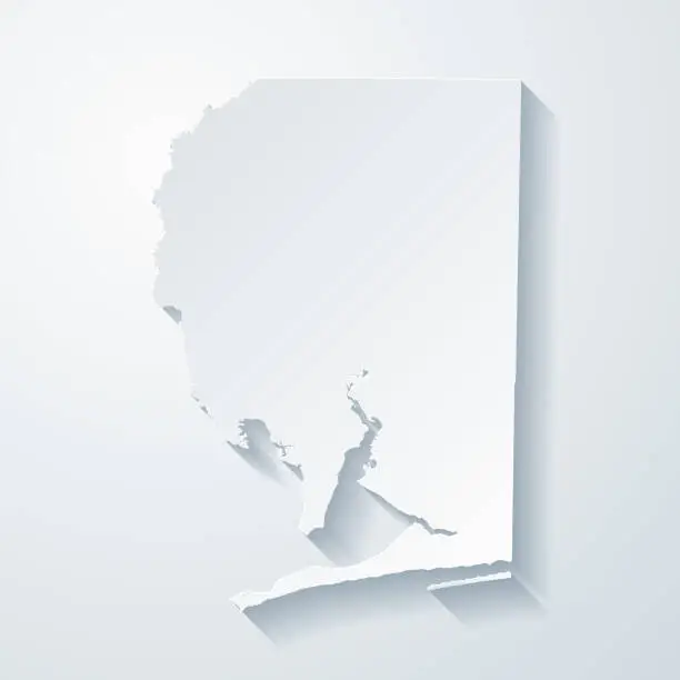 Vector illustration of Santa Rosa County, Florida. Map with paper cut effect on blank background