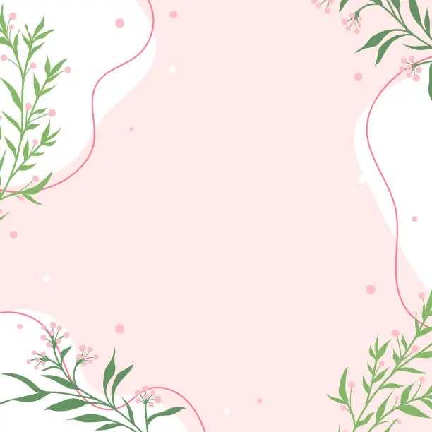 Vector illustration of Cute kawaii floral pink abstract background