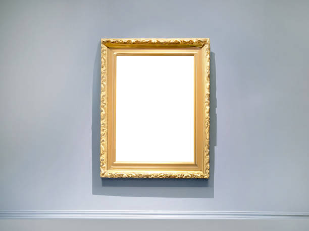 An empty vertical picture frames hanging on white wall, Wall art mockup, blank space frame modern interior style, minimalist with clipping path