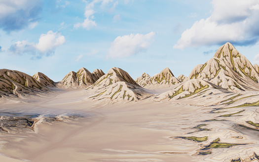 Landscape with mountains landform, 3d rendering. 3D illustration.