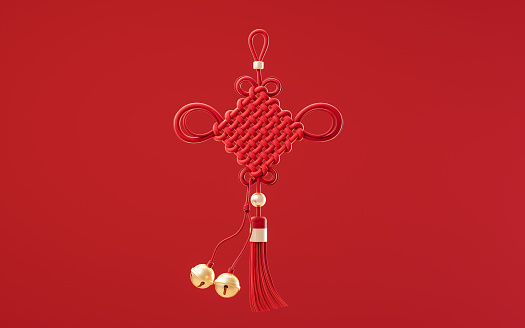 Chinese knot with oriental ancient style, 3d rendering. 3D illustration.