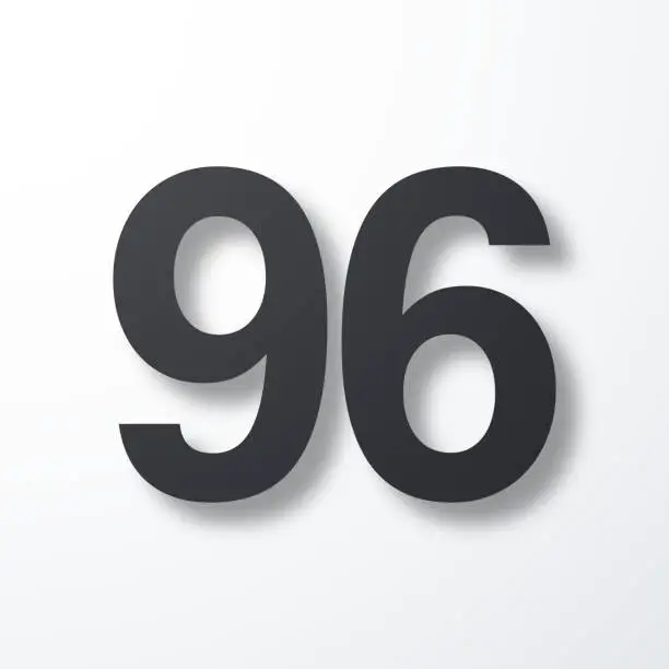 Vector illustration of 96 - Number Ninety-six. Icon with shadow on white background