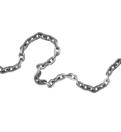A single long chain perfectly straight, isolated on a white background.