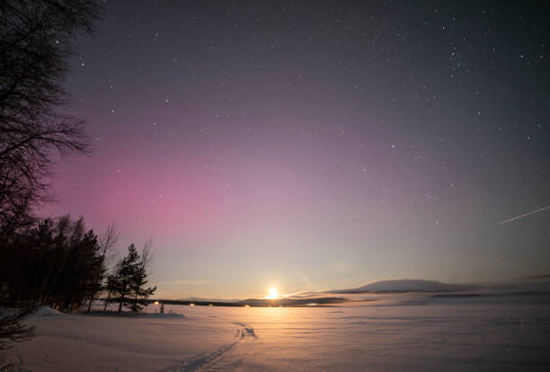 istock Purple northern lights over Finland. 1954324745