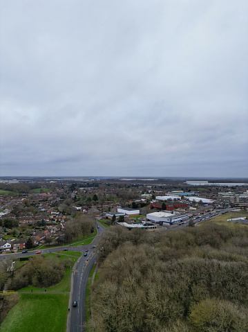 Aerial View of Corby City of Northamptonshire England United Kingdom During Cloudy Day. November 1st, 2023