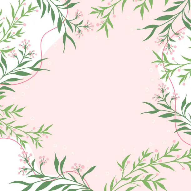 Vector illustration of Cute kawaii floral pink pastel abstract background