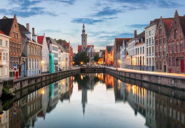 istock Bruges - Canals of Brugge, Belgium,  evening view. 1954361404