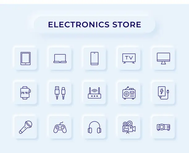 Vector illustration of Electronics Store Line Icons