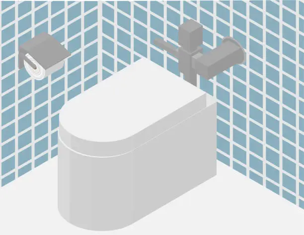 Vector illustration of Isometric image material of toilets in public facilities and commercial facilities