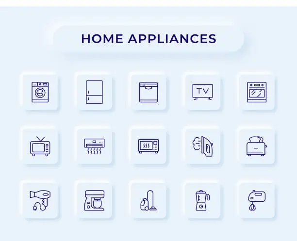 Vector illustration of Home Appliances Line Icons