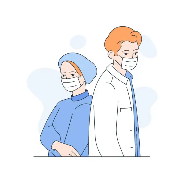 Vector illustration of Healthcare Workers Illustration