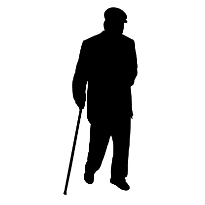 an old man walking body silhouette vector