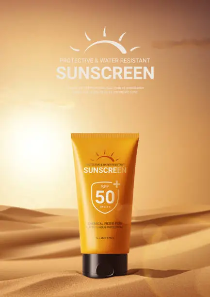 Vector illustration of Ad poster for promotion sunscreen