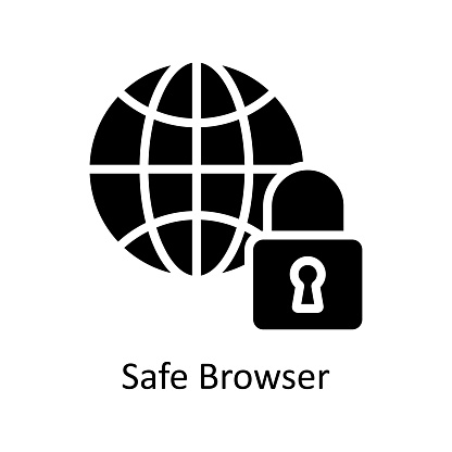 Safe Browser  vector Solid icon style illustration. EPS 10 File