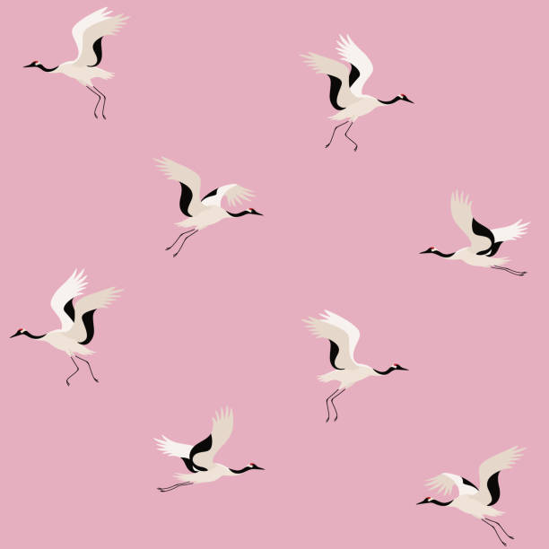 ilustraciones, imágenes clip art, dibujos animados e iconos de stock de pattern - traditional culture heron bird animal