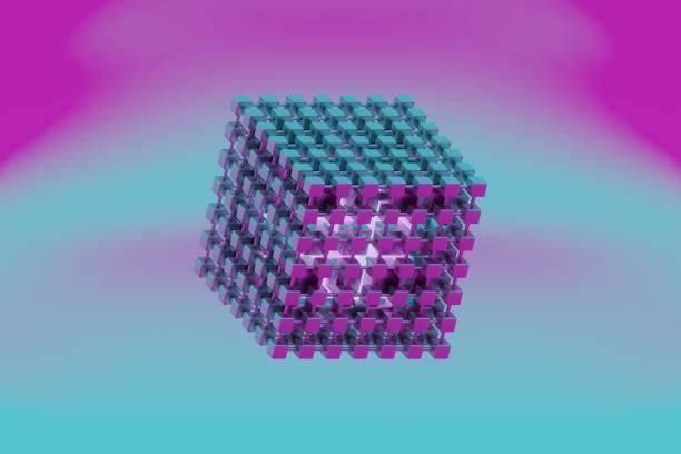 Abstract 3d rendering of geometric shapes. Composition with squares. Cube design. Modern background for poster, cover, branding, banner, placard.