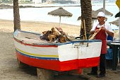 Traditional Wooden Boat on the beach - Malaga - Spain