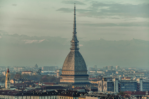 Aerial View Of Turin And Mole Antonelliana, Italy